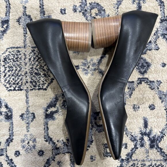 CALVIN KLEIN Square Toe Block Heel Dress Pump Women 8.5M Black Matte - Wood Heel - Picture 4 of 6